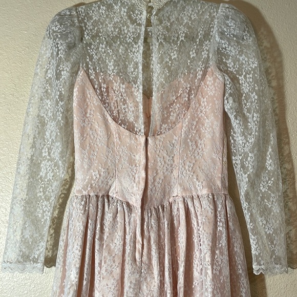 Vintage Gunne Sax Jessica McClintock Fit & Flare Ivory Pink Dress size 5/6 - Picture 9 of 16